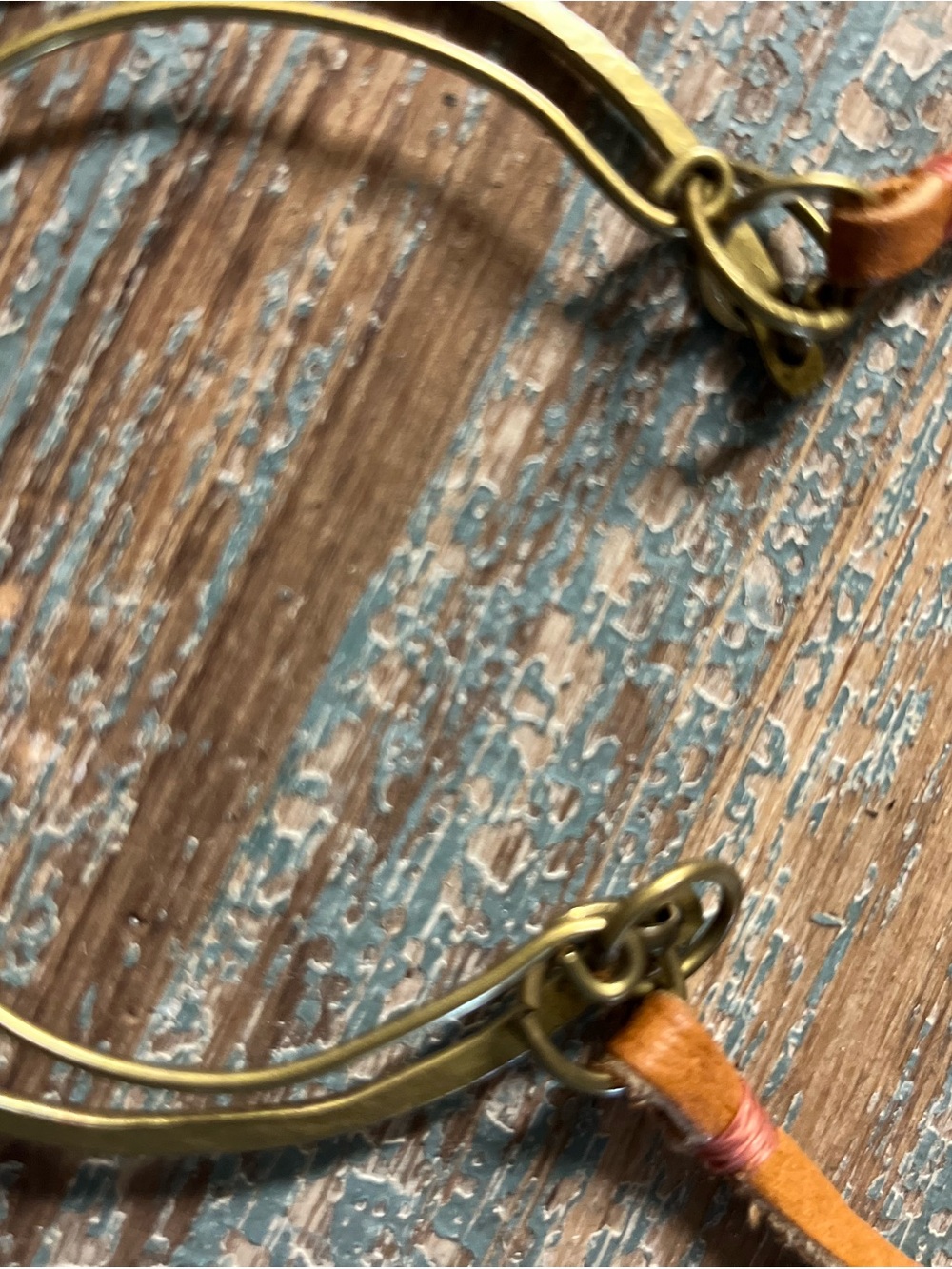 Anthropologie Tan Leather Necklace with White Agate Crescent - Picture 3 of 4